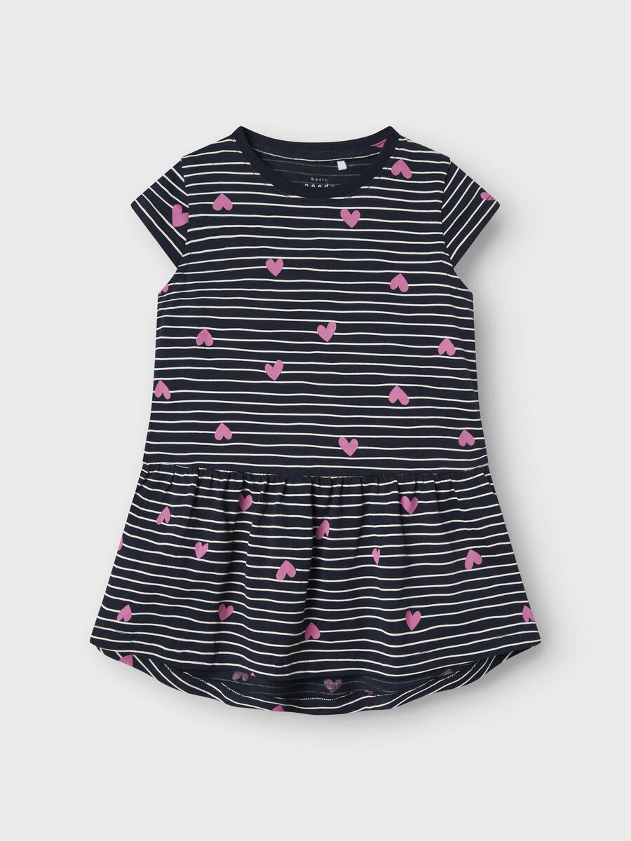 Kleid Mini Girls blau mit Herzen