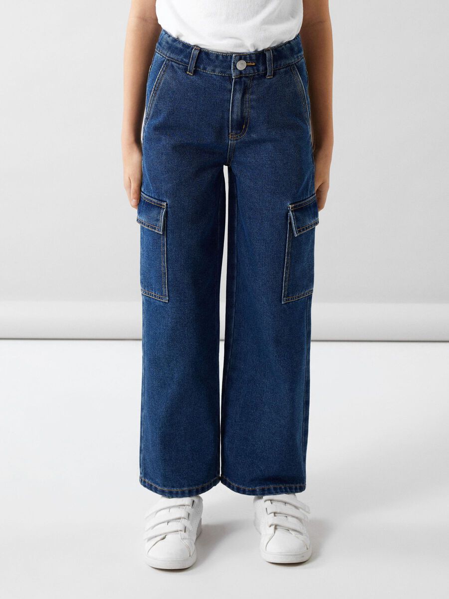 Jeanshose weit Cargo Kids Girls blau