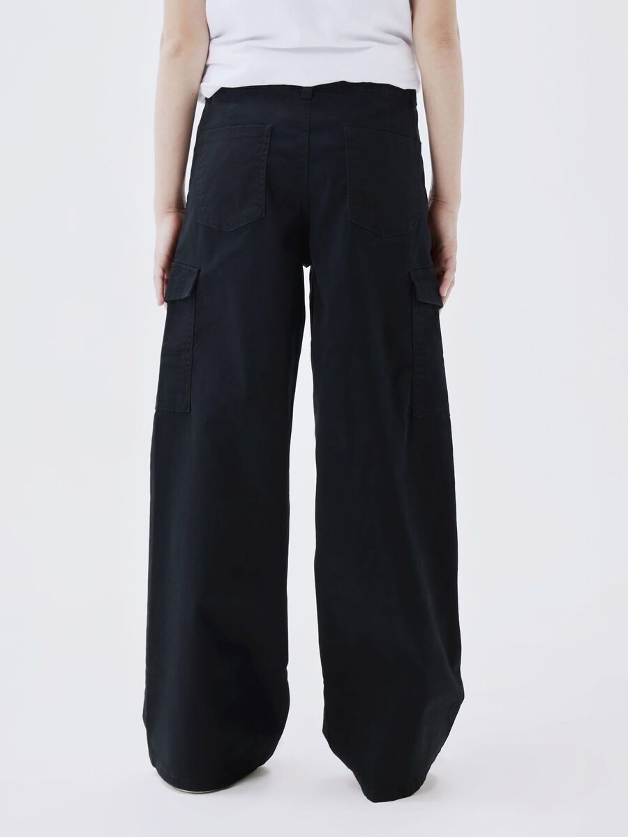 Kids Girls Wide Pant Cargo black