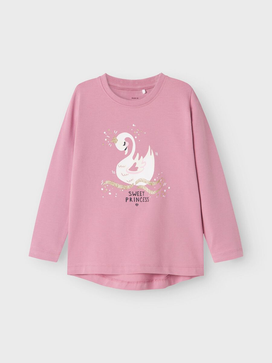 Longsleeve Mini Girls rosa Schwan