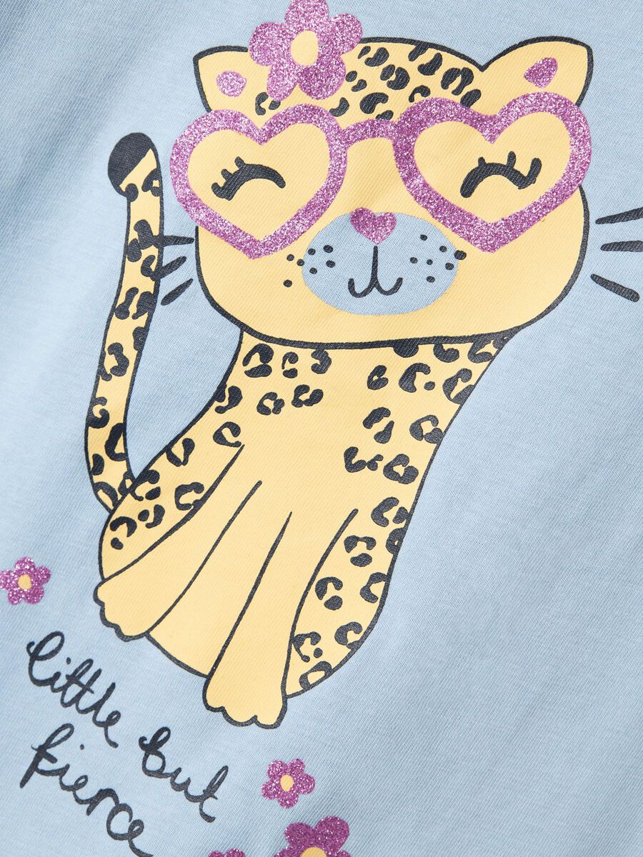 T-Shirt Katze blau Mini Girls
