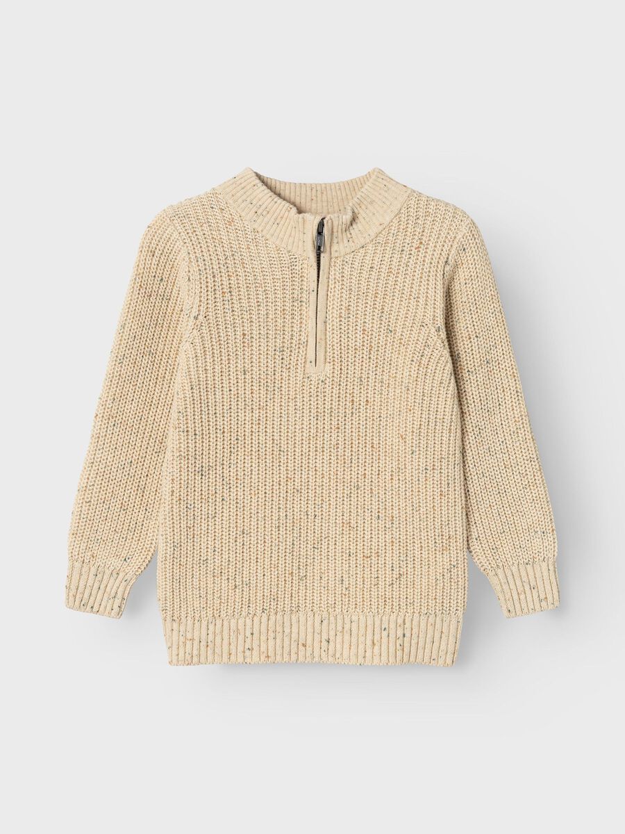 Strickpullover Mini Boys beige Reißverschluß