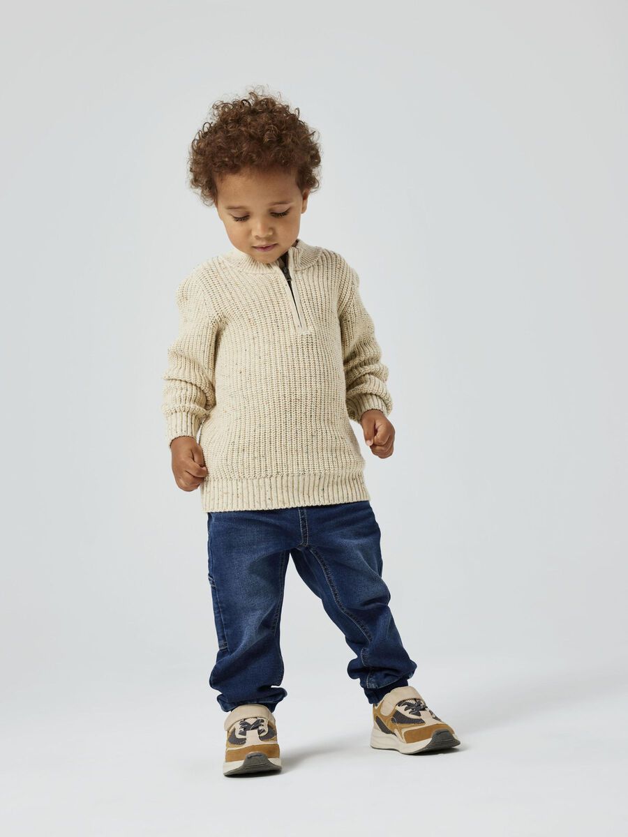 Strickpullover Mini Boys beige Reißverschluß