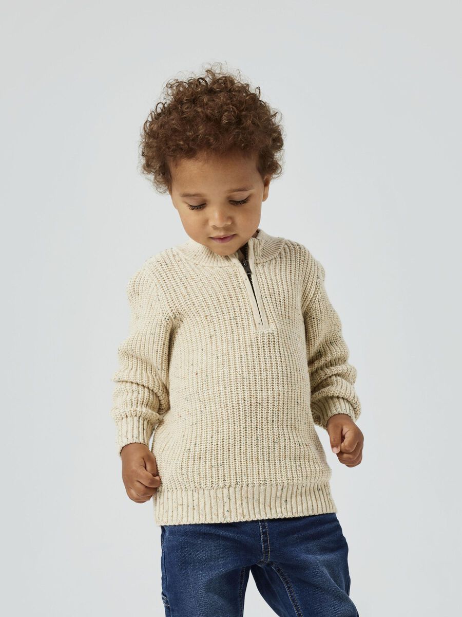 Strickpullover Mini Boys beige Reißverschluß