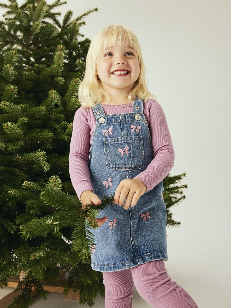 Latzkleid Jeans Mini Girls Schleifen