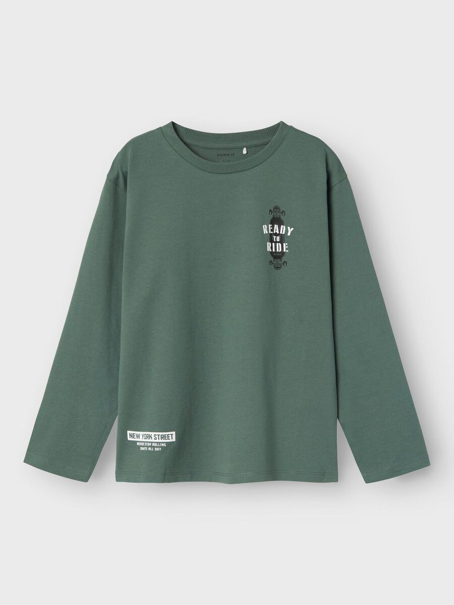 Longsleeve Kids Boys grün Skateboard