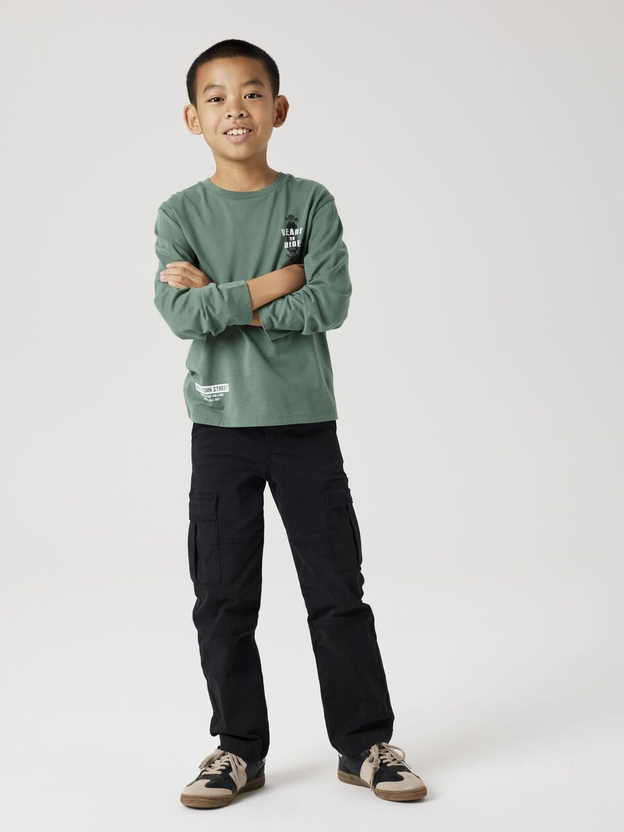Longsleeve Kids Boys grün Skateboard