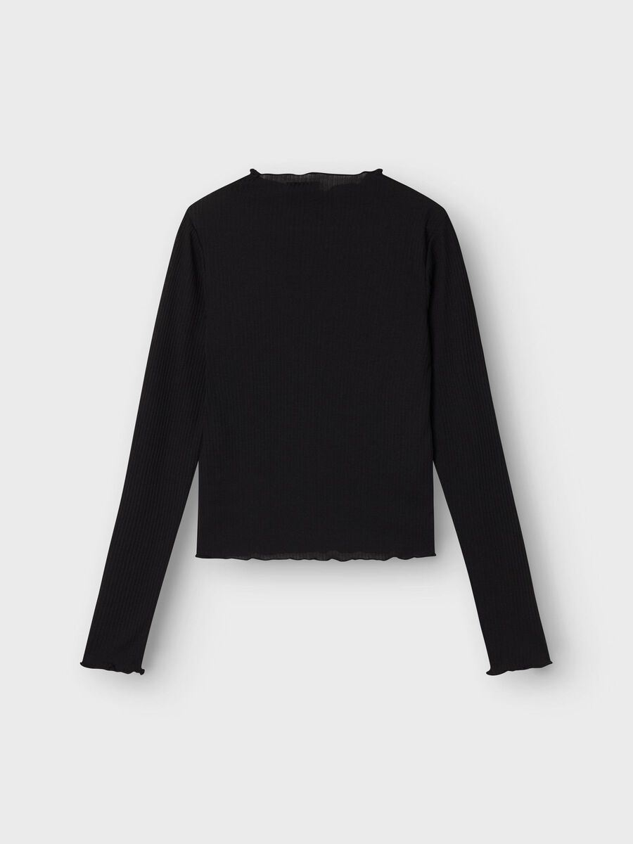 Longsleeves Kids Girls black Kräuselausschnitt