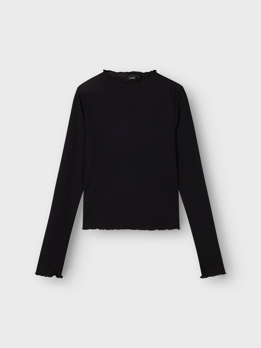 Longsleeves Kids Girls black Kräuselausschnitt