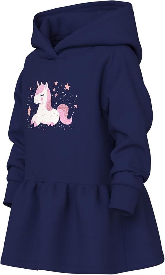 Sweatkleid Mini Girls blau Einhorn