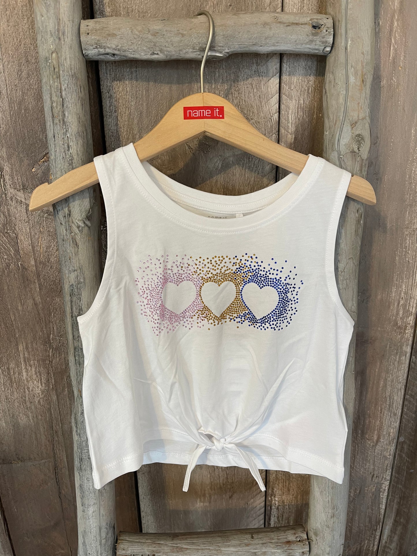 Tank-Top weiß Glitzerherzen Kids Girls