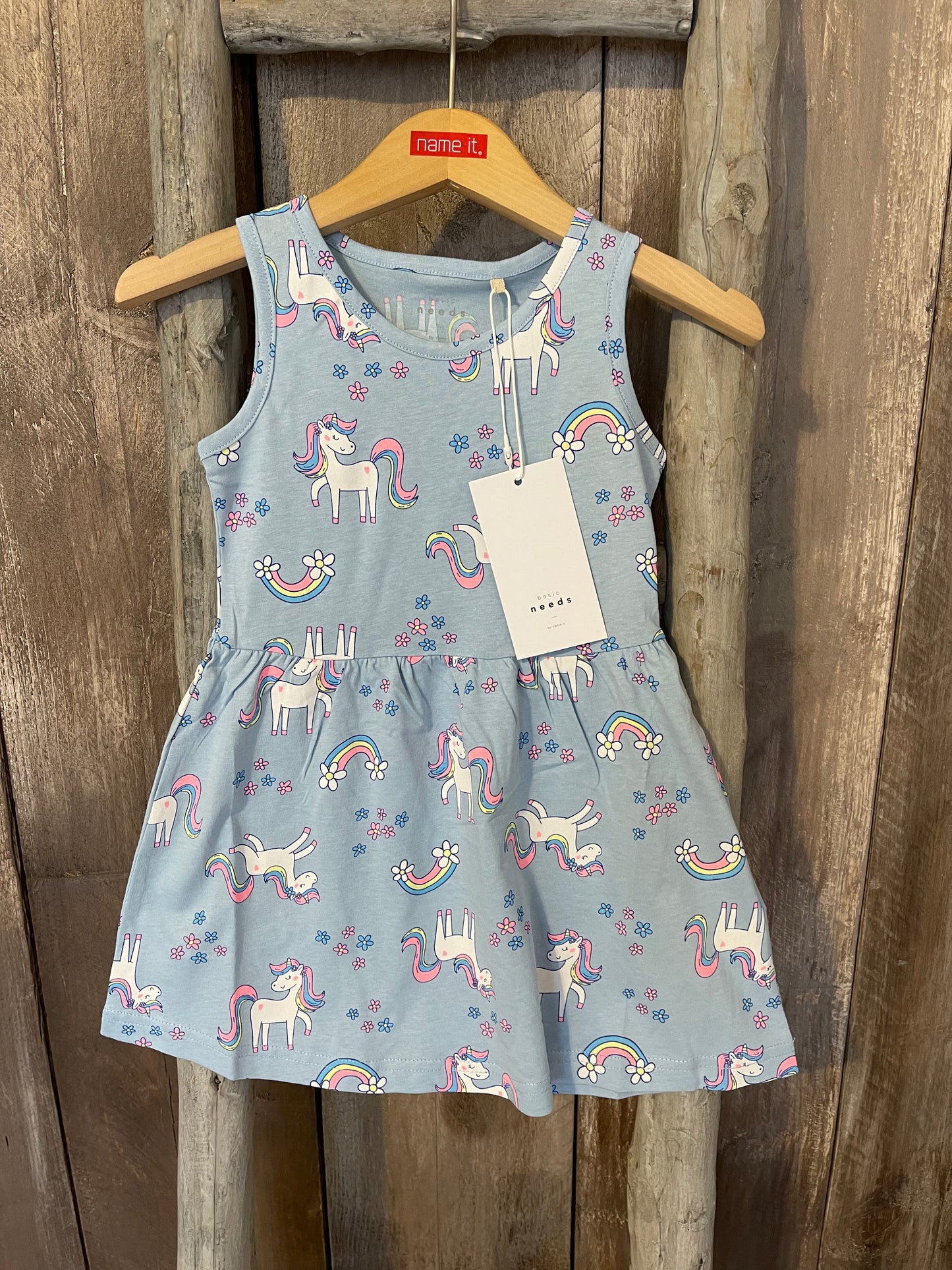 Kleid hellblau mit Einhörnern Mini Girls