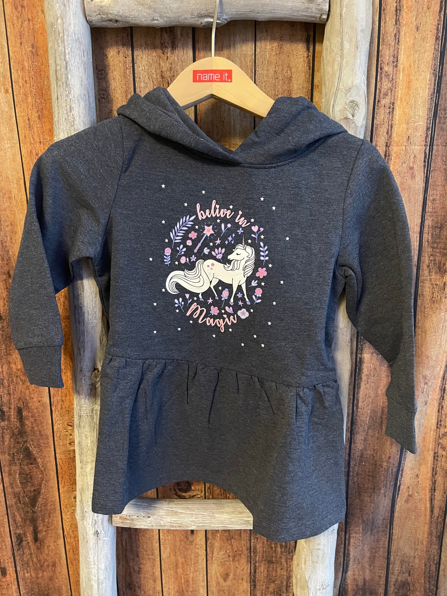 Sweatkleid Mini Girls mit Kapuze in blau