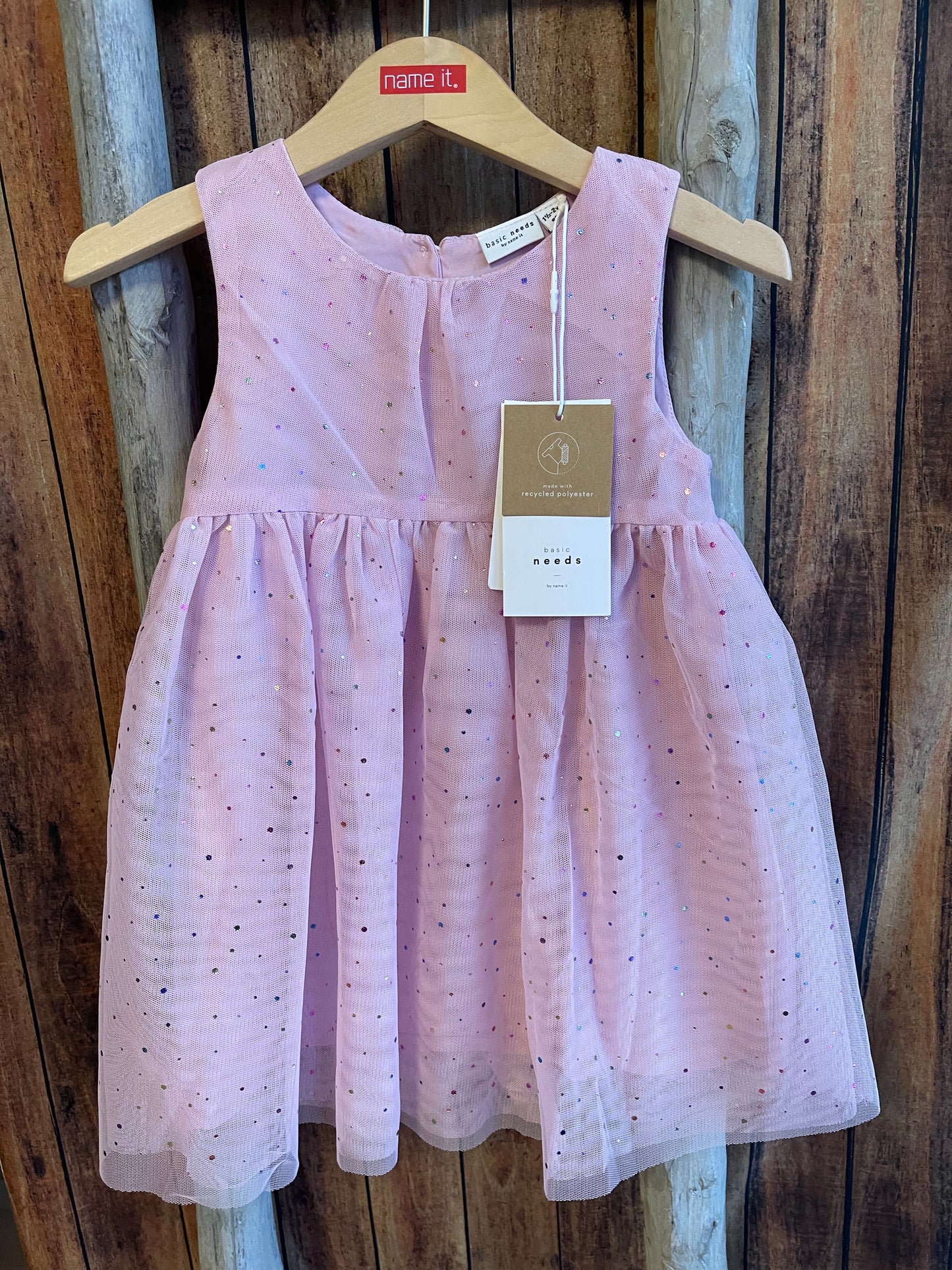 Tüllkleid Mini Girls rosa mit bunten Punkten