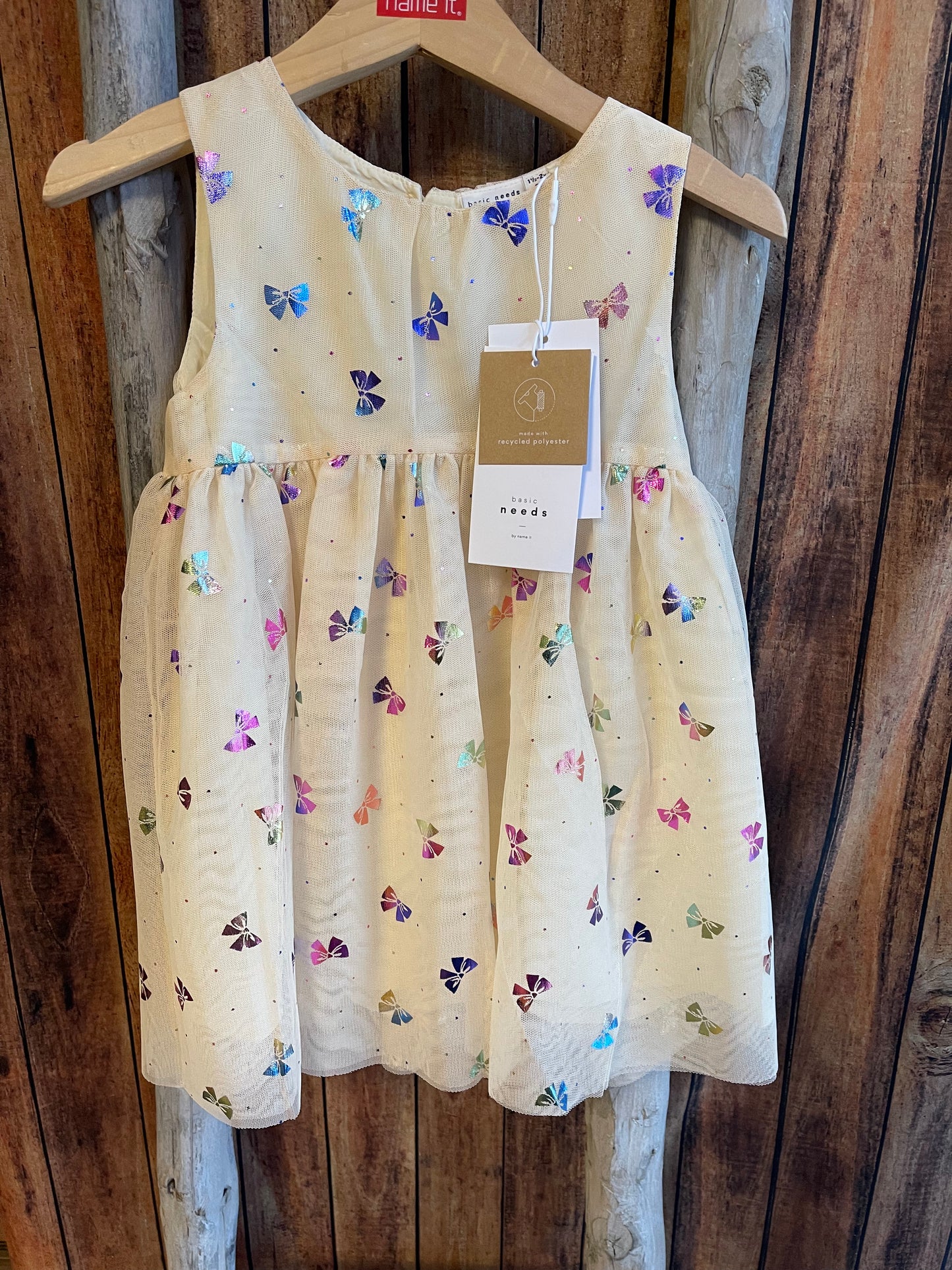 Tüllkleid Mini Girls beige mit Schleifen