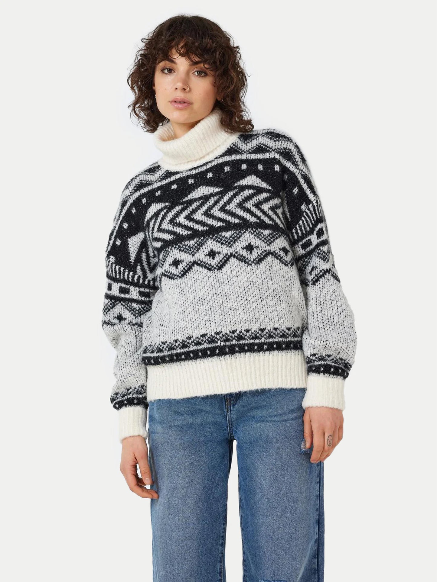 Strickpullover schwarz-weiß