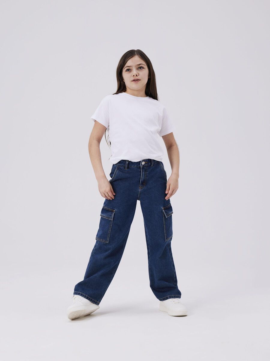Jeanshose weit Cargo Kids Girls blau