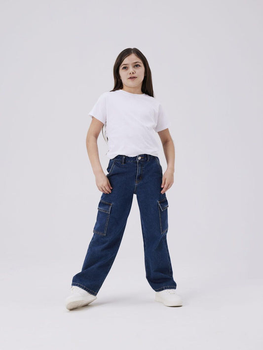 Jeanshose weit Cargo Kids Girls blau