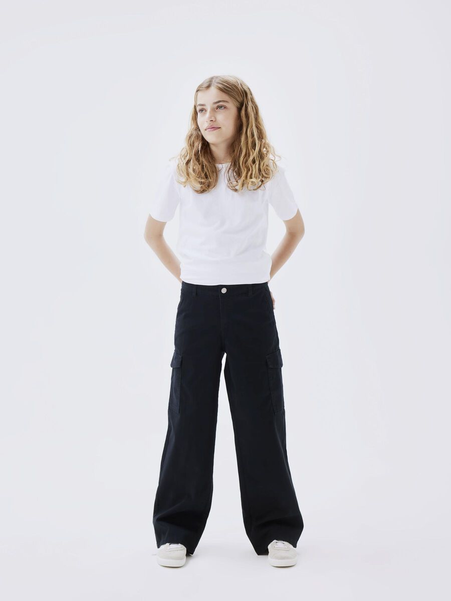 Kids Girls Wide Pant Cargo black