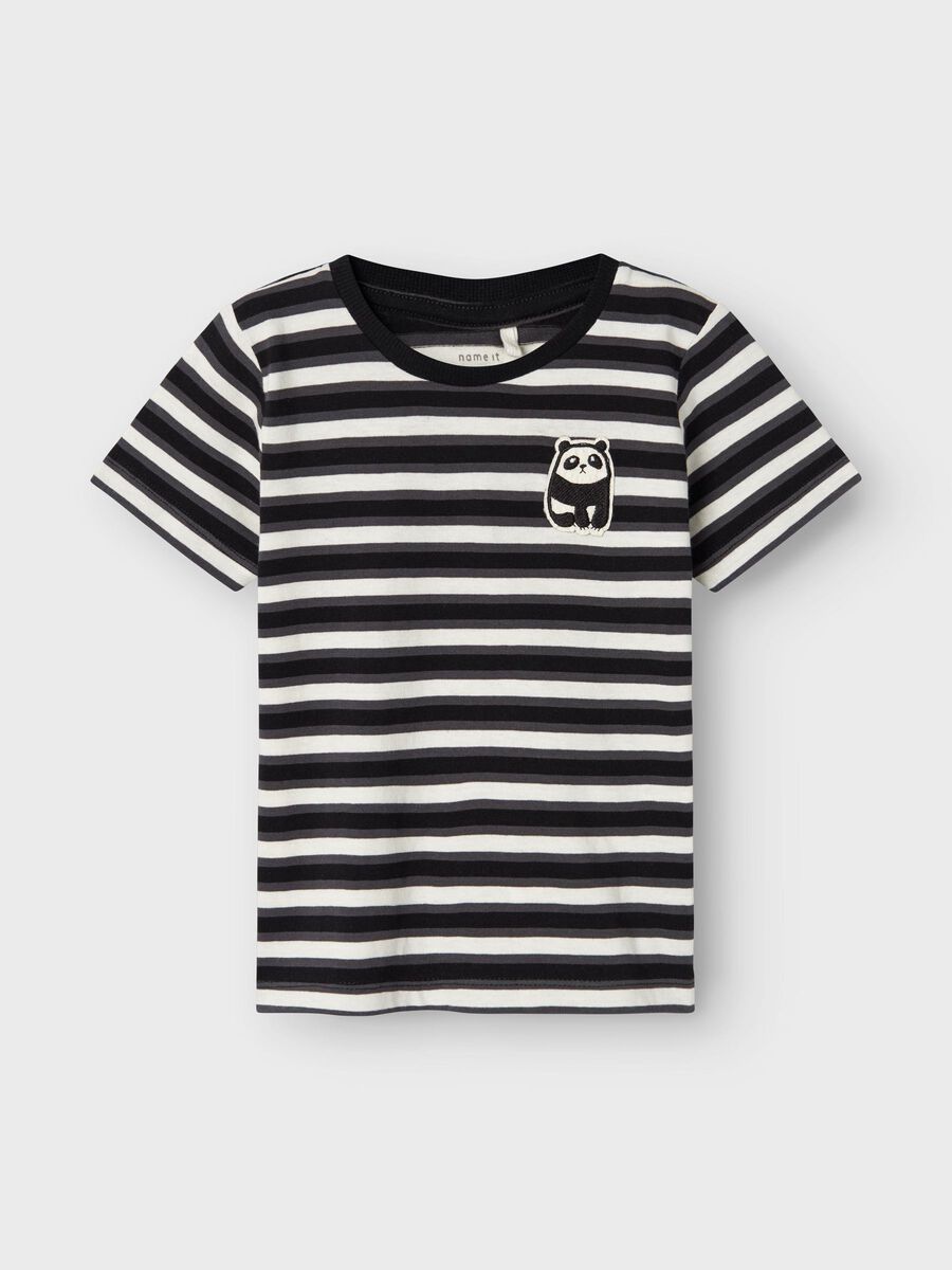 T-Shirt Streifen black Panda Mini Boys