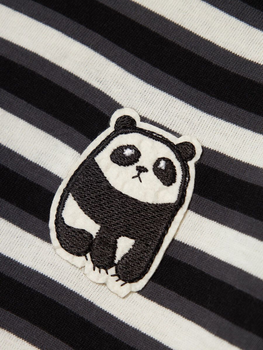 T-Shirt Streifen black Panda Mini Boys