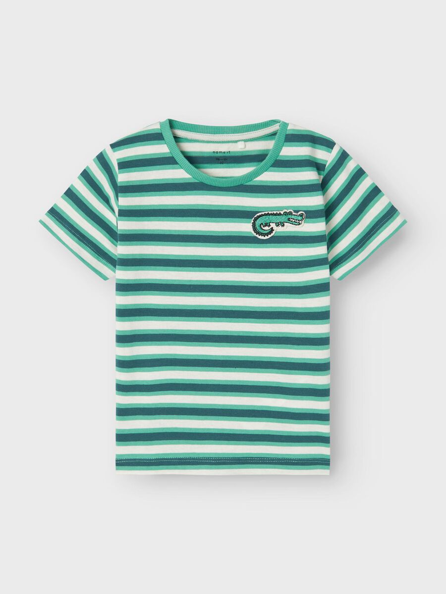 T-Shirt Streifen grün Krokodil Mini Boys