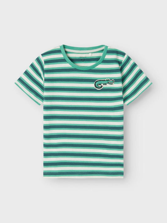 T-Shirt Streifen grün Krokodil Mini Boys