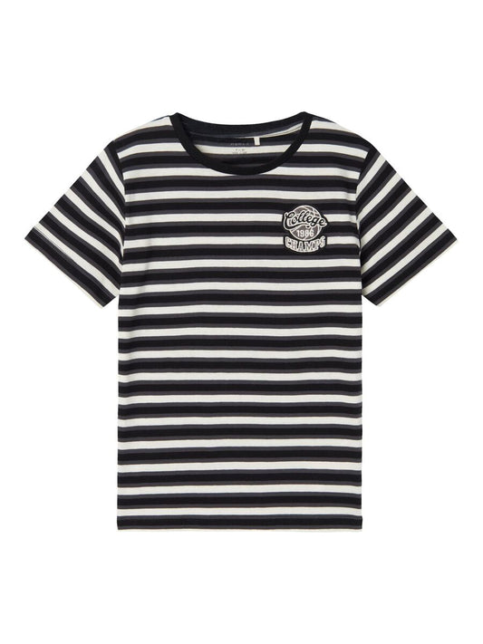 T-Shirt Streifen Black College Kids Boys