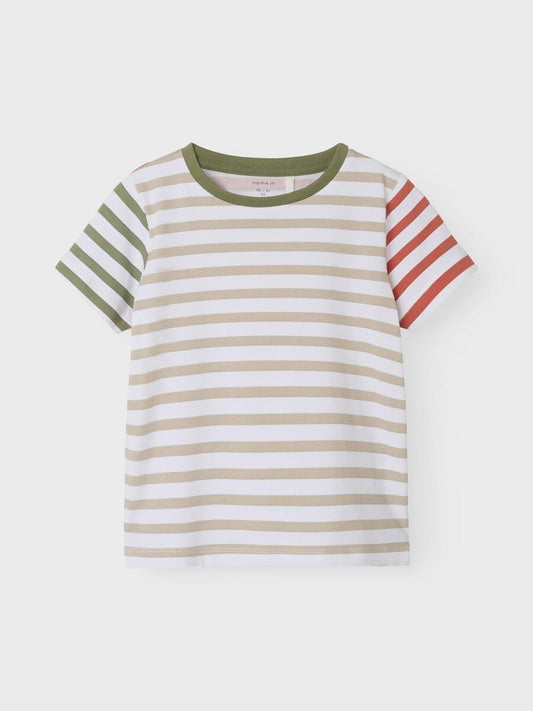 T-Shirt Streifen bunt grün-beige Mini Boys