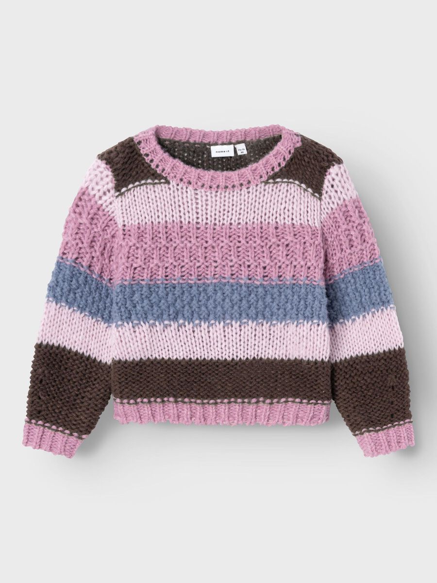 Strickpullover Mini Girls Streifen lila