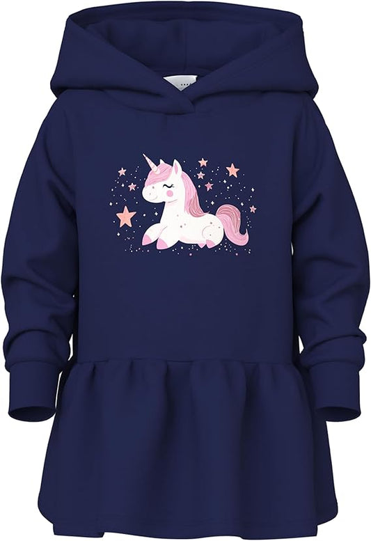 Sweatkleid Mini Girls blau Einhorn