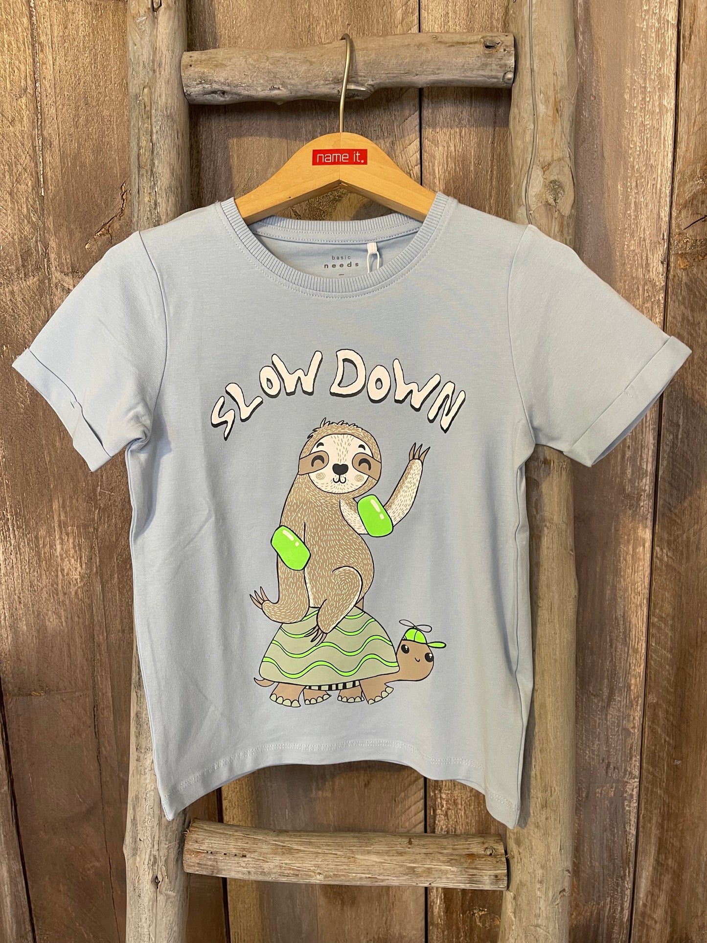 T-Shirt Faultier blau Mini Boys