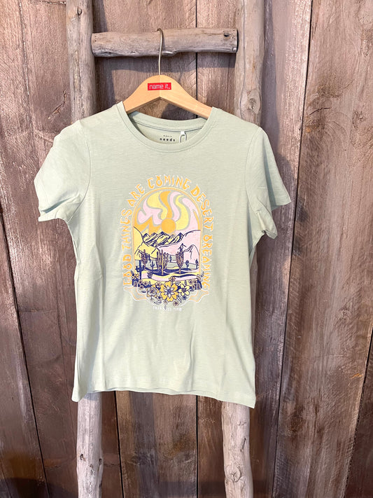 T-Shirt mint Retro Print Kids Girls