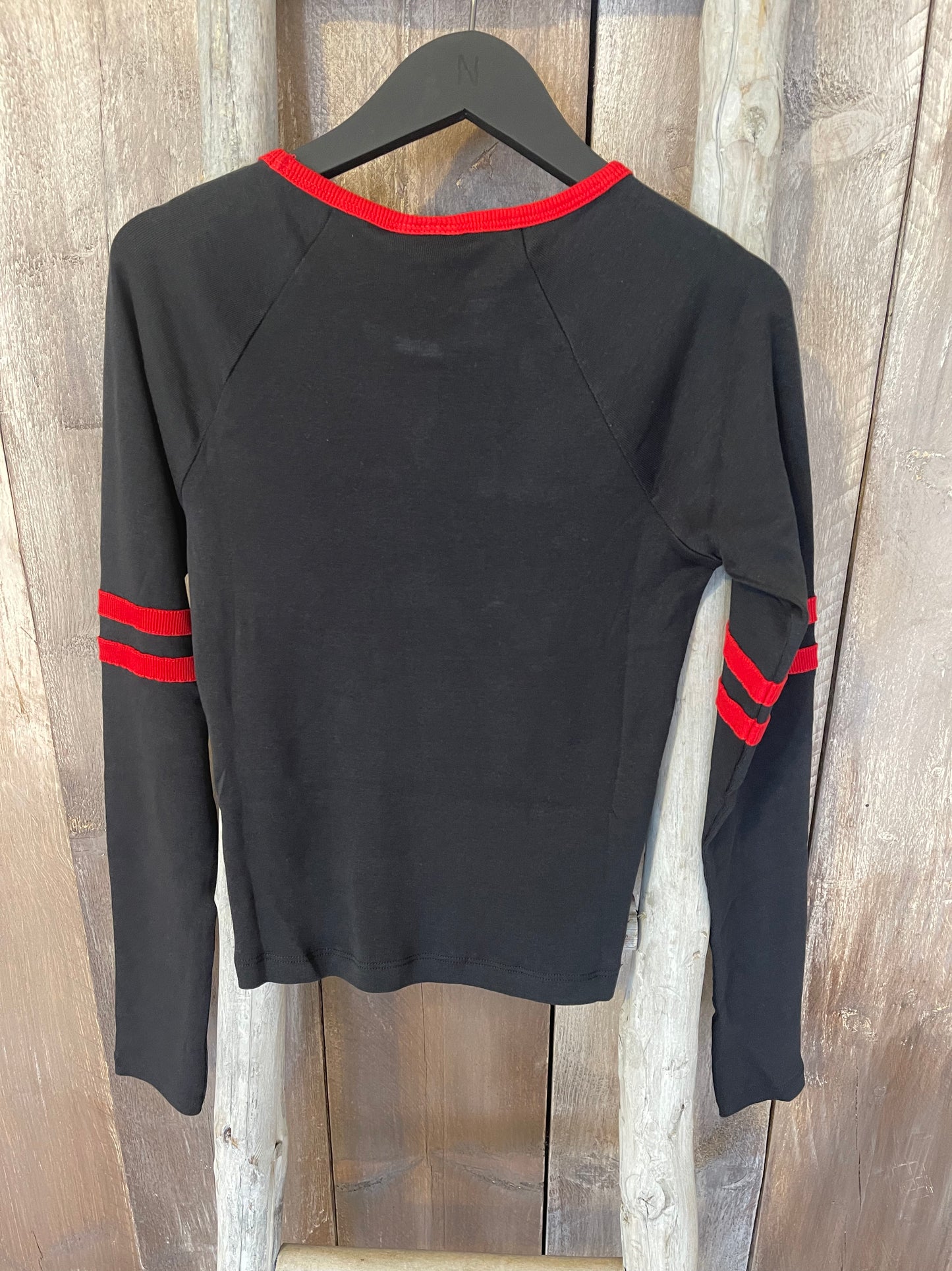 Langarmshirt schwarz-rot
