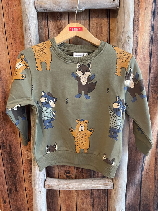 Sweatshirt Waldtiere grün Mini Boys