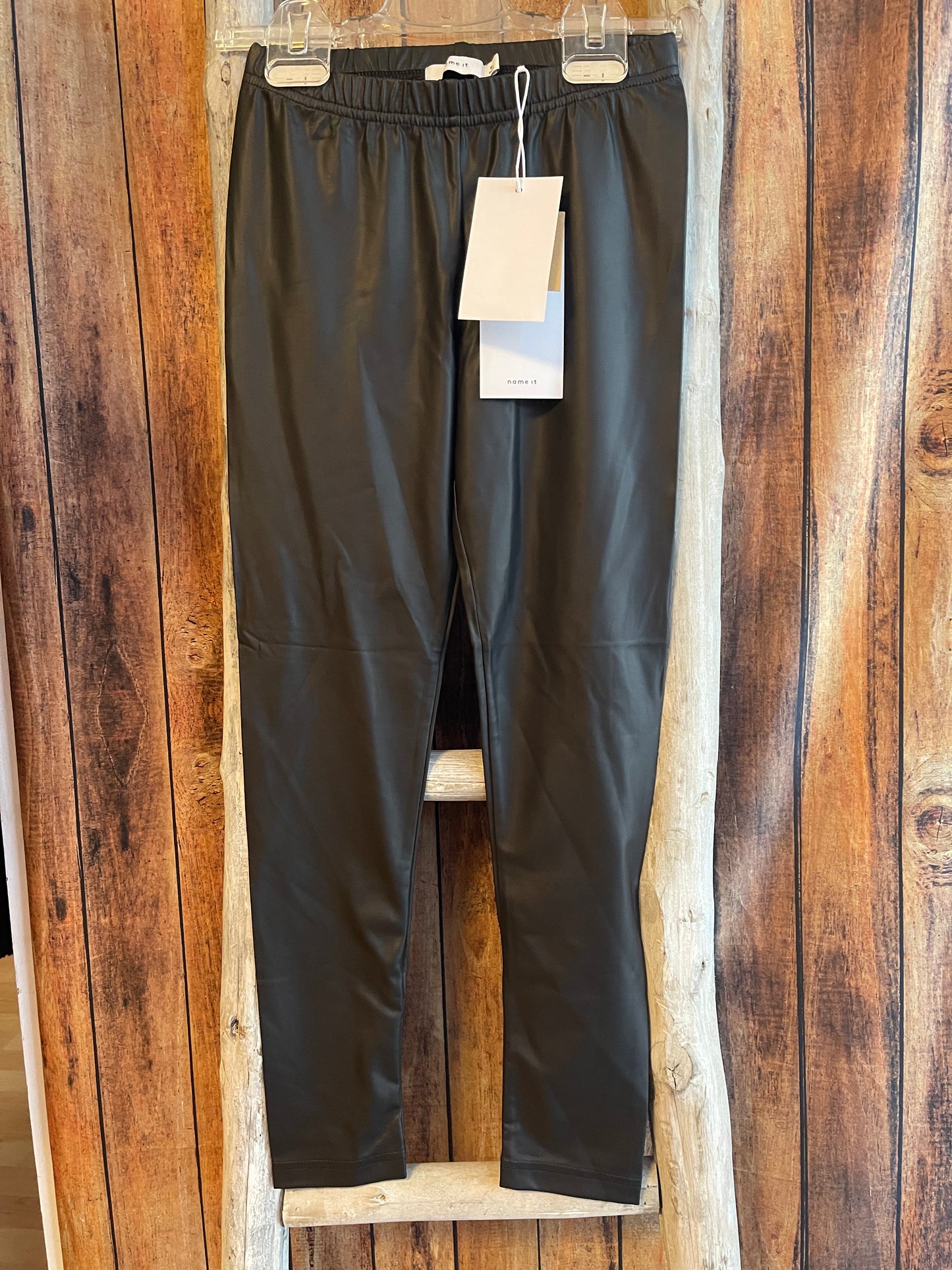 Leggings Kids Girls black Lederoptik