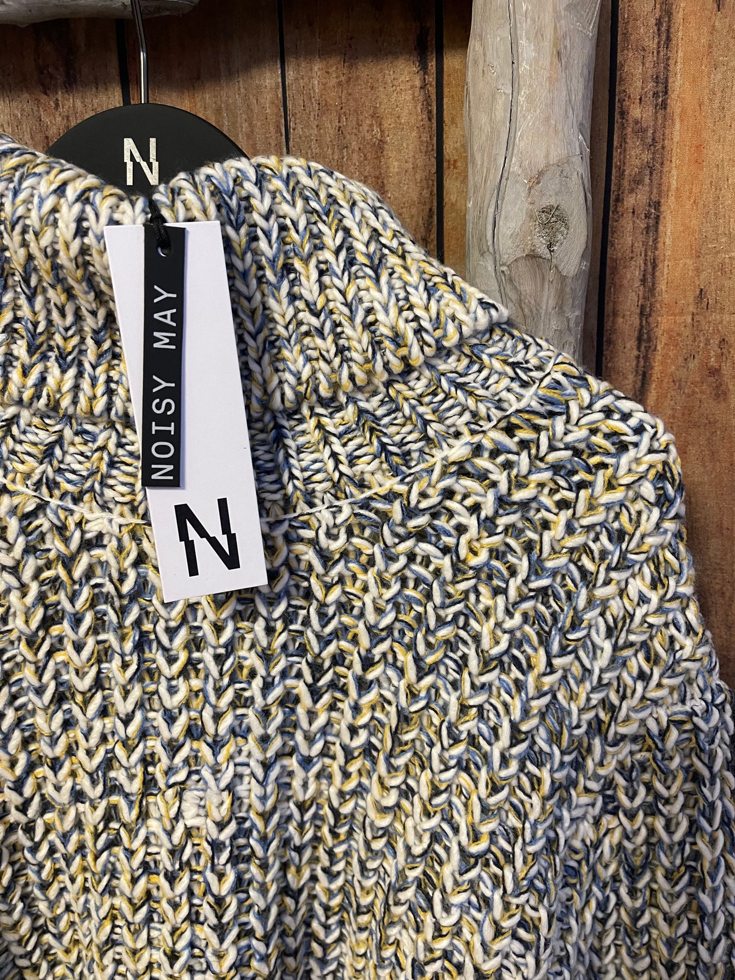 Strickpullover Woman blau-weiß-senf