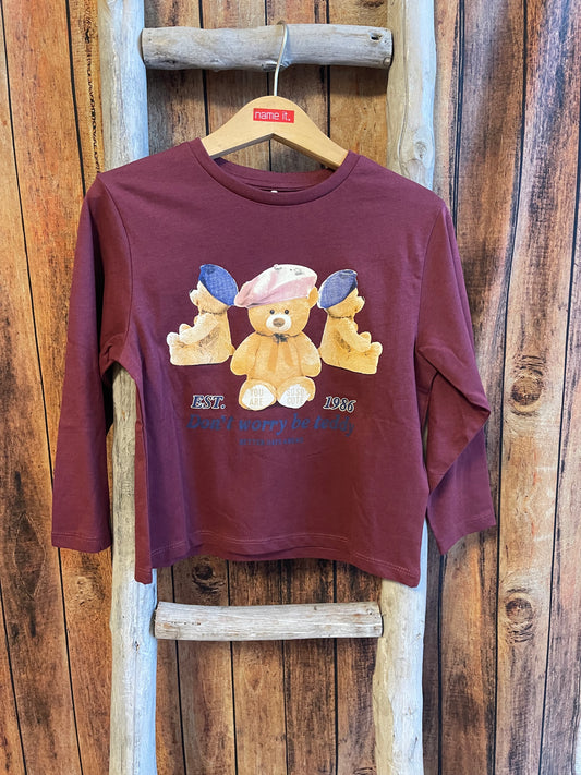 Longsleeve Kids Girls Teddy lila